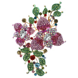Mi Amore Flower Leaf Statement Brooch-Pin Multicolor & Gold-Tone