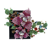 Mi Amore Flower Leaf Statement Brooch-Pin Multicolor & Gold-Tone