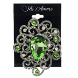 Mi Amore AB Finish Brooch-Pin Silver-Tone/Green