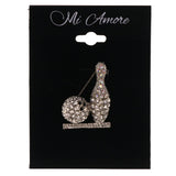 Mi Amore Bowling Themed Ball & Pin Brooch-Pin Silver-Tone
