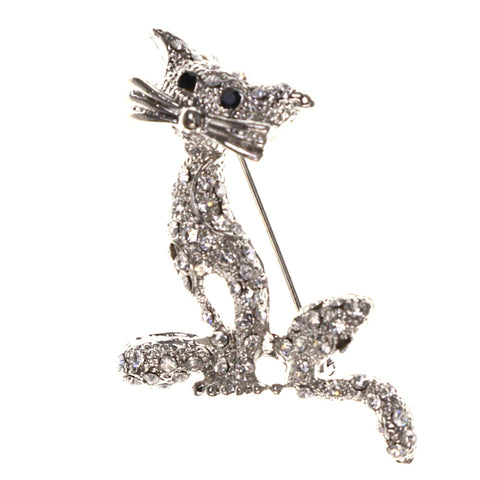 Mi Amore Cat Brooch-Pin Silver-Tone