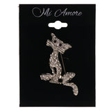 Mi Amore Cat Brooch-Pin Silver-Tone