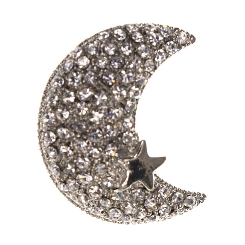 Mi Amore Moon Star Brooch-Pin Silver-Tone