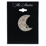 Mi Amore Moon Star Brooch-Pin Silver-Tone