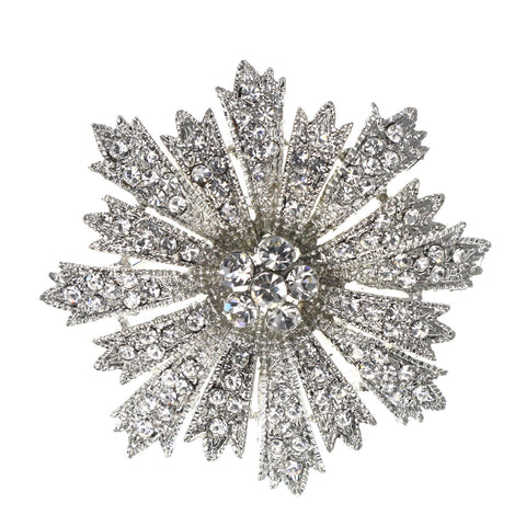 Mi Amore Flower Brooch-Pin Silver-Tone