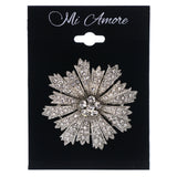 Mi Amore Flower Brooch-Pin Silver-Tone