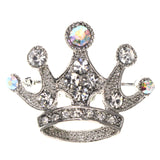 Mi Amore Crown AB Finish Brooch-Pin Silver-Tone