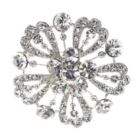 Mi Amore Flower Brooch-Pin Silver-Tone
