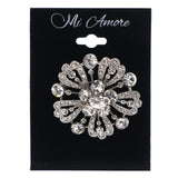 Mi Amore Flower Brooch-Pin Silver-Tone