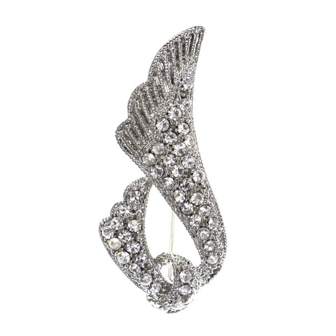 Mi Amore Scarf Brooch-Pin Silver-Tone