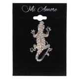 Mi Amore Lizard Brooch-Pin Silver-Tone/Black