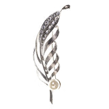 Mi Amore Feather Brooch-Pin Silver-Tone/White