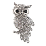 Mi Amore Perched Owl Brooch-Pin Silver-Tone/Black