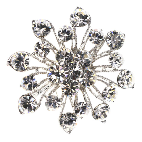 Mi Amore Flower Brooch-Pin Silver-Tone