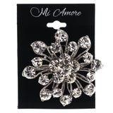Mi Amore Flower Brooch-Pin Silver-Tone
