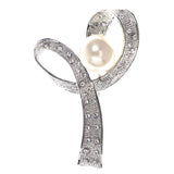 Mi Amore Ribbon Brooch-Pin Silver-Tone/White