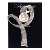 Mi Amore Ribbon Brooch-Pin Silver-Tone/White