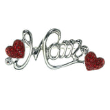 Mi Amore Mom Heart Brooch-Pin Silver-Tone & Red
