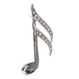 Mi Amore Music Sixteenth Note Brooch-Pin Silver-Tone