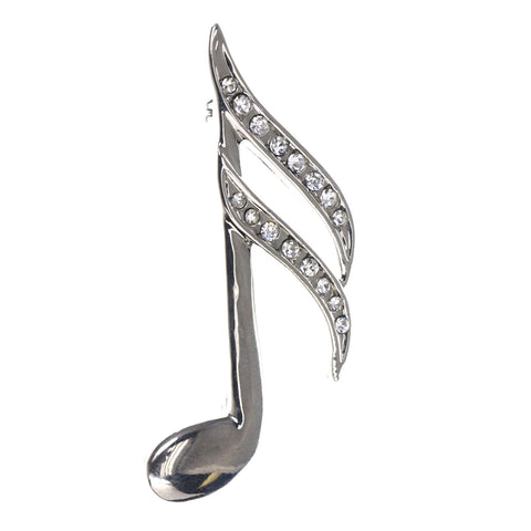 Mi Amore Music Sixteenth Note Brooch-Pin Silver-Tone