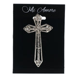 Mi Amore Cross Brooch-Pin Silver-Tone