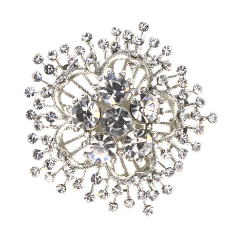 Mi Amore Flower Brooch-Pin Silver-Tone