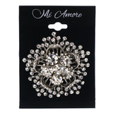 Mi Amore Flower Brooch-Pin Silver-Tone