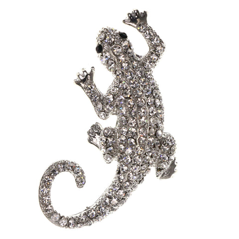 Mi Amore Lizard Brooch-Pin Silver-Tone