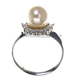 Mi Amore Ring Brooch-Pin Silver-Tone/White
