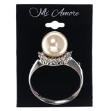 Mi Amore Ring Brooch-Pin Silver-Tone/White