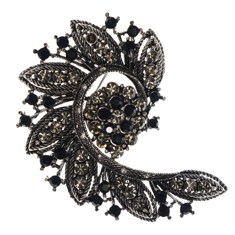 Mi Amore Brooch-Pin Black/Silver-Tone