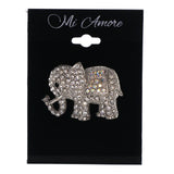 Mi Amore Elepant AB Finish Brooch-Pin Silver-Tone