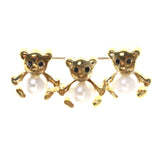Mi Amore Teddy Bear Brooch-Pin Gold-Tone/White