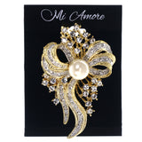 Mi Amore Bow Brooch-Pin Gold-Tone/Silver-Tone
