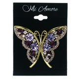 Mi Amore Butterfly Brooch-Pin Gold-Tone/Purple