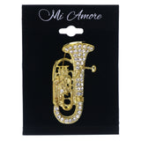 Mi Amore Tuba Brooch-Pin Gold-Tone/Silver-Tone