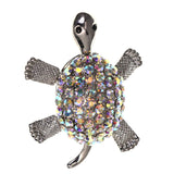 Mi Amore Turtle AB Finish with movable parts Brooch-Pin Silver-Tone