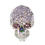 Mi Amore Skull AB Finish Brooch-Pin Silver-Tone & Purple