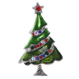 Mi Amore Christmas Tree Star Holiday Brooch-Pin Green & Multicolor