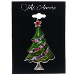 Mi Amore Christmas Tree Star Holiday Brooch-Pin Green & Multicolor