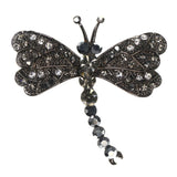 Mi Amore Dragonfly Brooch-Pin Silver-Tone/Black