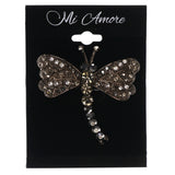 Mi Amore Dragonfly Brooch-Pin Silver-Tone/Black