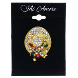 Mi Amore Hat Flowers AB Finish Brooch-Pin Gold-Tone & Multicolor