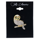 Mi Amore Owl Brooch-Pin Gold-Tone/Green