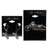 Mi Amore Motorcycle Convertible Necklace Pendant Pin-Earring-Set Silver-Tone