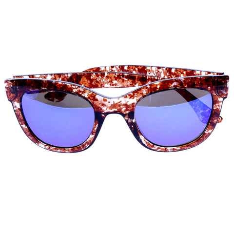 Mi Amore UV protection Scratch resistant Vintage Style Sunglasses Brown & Blue