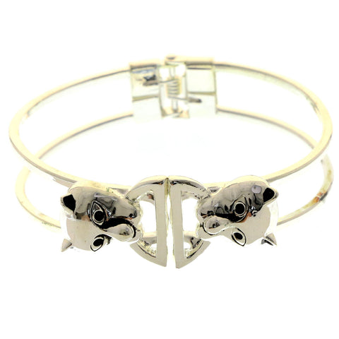 Mi Amore Hinged Jaguar Fashion-Bracelet Silver-Tone