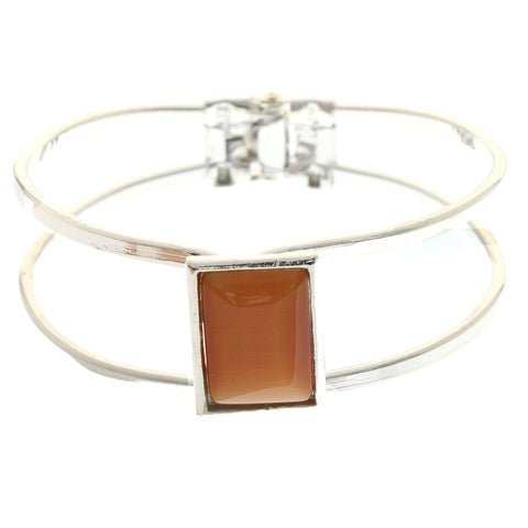 Mi Amore Hinged Fashion-Bracelet Silver-Tone/Orange