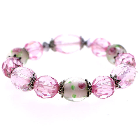 Mi Amore Flower Stretch-Bracelet Pink/White