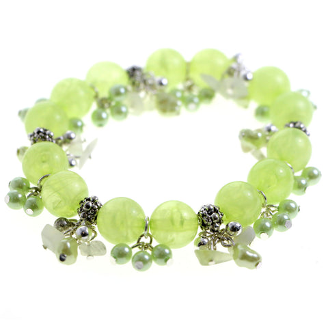Mi Amore Stretch-Bracelet Green/Silver-Tone